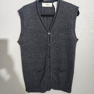 Penmans Sweater Vest Medium Charcoal Button Front V Neck Knit Pockets